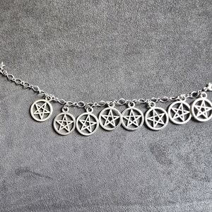 Silver Pentagram Charm Bracelet